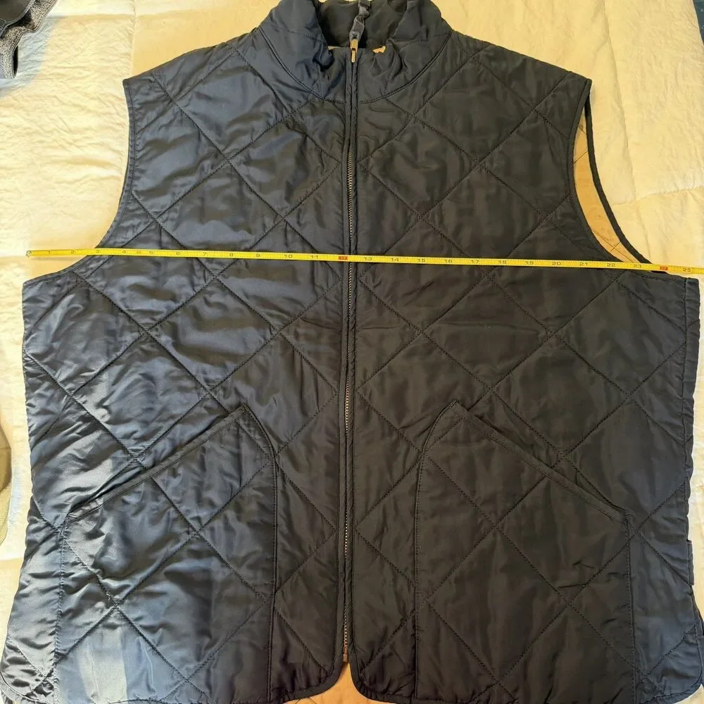 J Crew Quilted Vest Mens X-Large Navy Blue Diamond Quilt Preppy Pockets Business